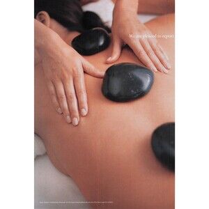 2003 sexy woman topless massage bare back art stones skin poster print ad photo